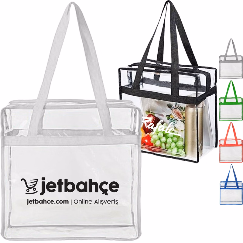 Contrast Binding Clear PVC Transparent Tote Bag