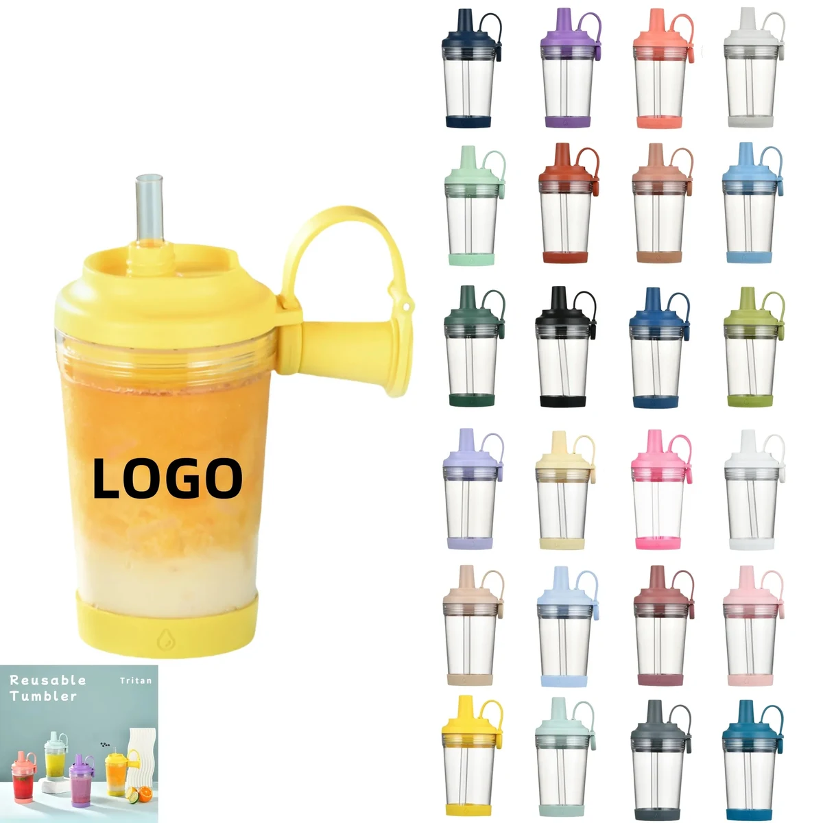 17oz Tritan Magnetic Handle Straw Cup 1