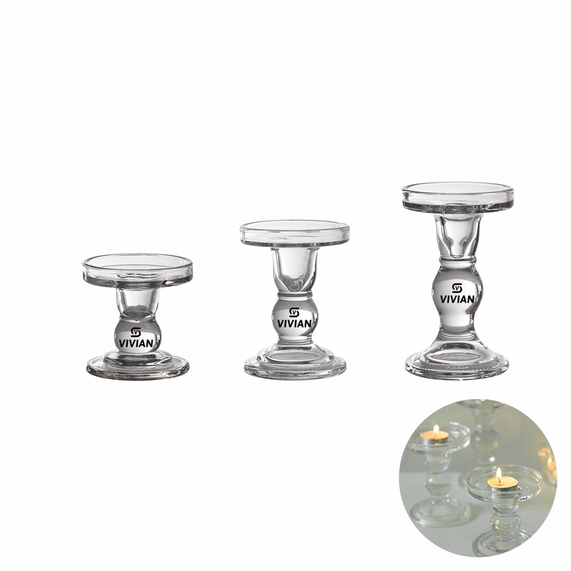 Glass Taper Candlestick For Pillar Candles