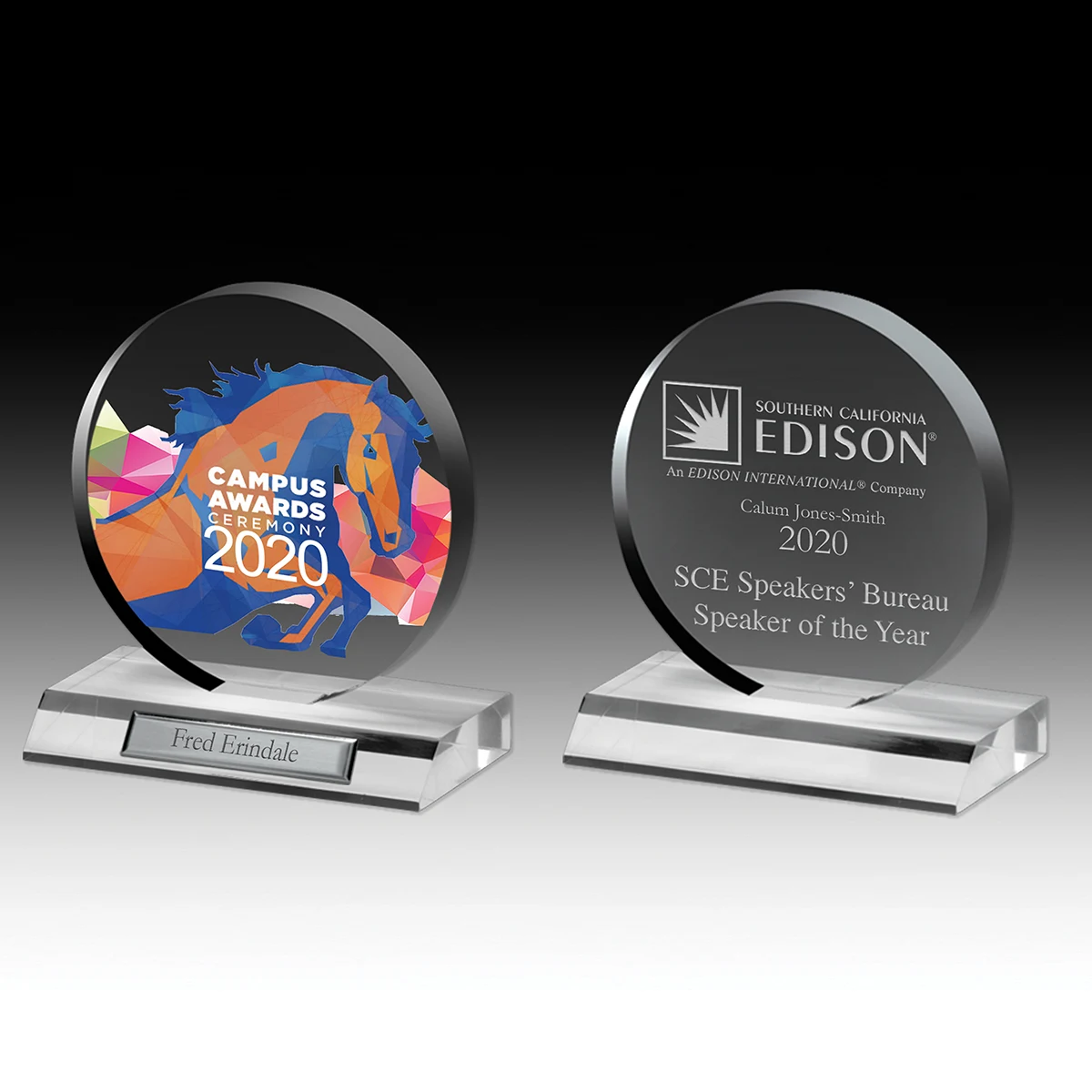 Clear Circle Award (6"x6 1/2"x3/4") - Laser Engraved 1