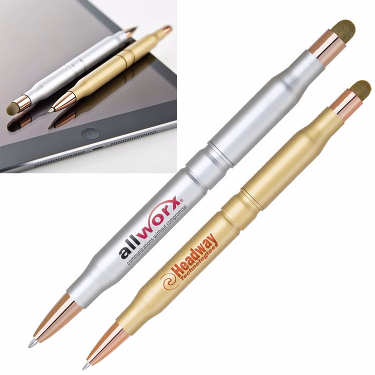 2 in 1 Bullet Ballpoint Pen with Fiber Cloth Capacitive Stylus
