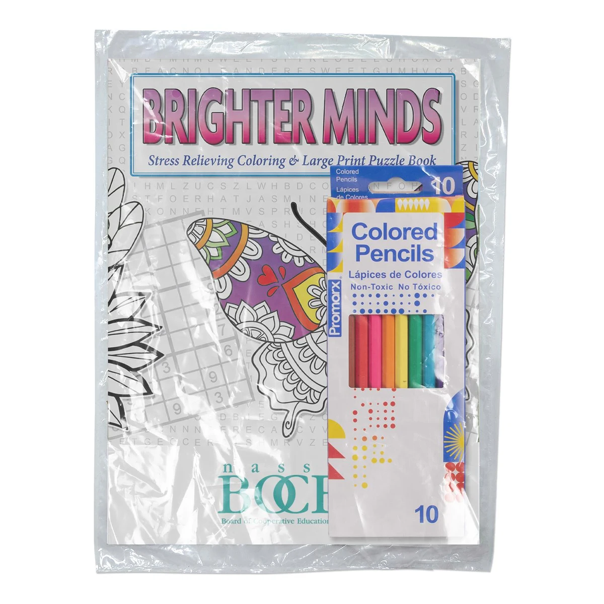 Brighter Minds Large Print /Stress Relieving Coloring Book Combo Fun Pack 1