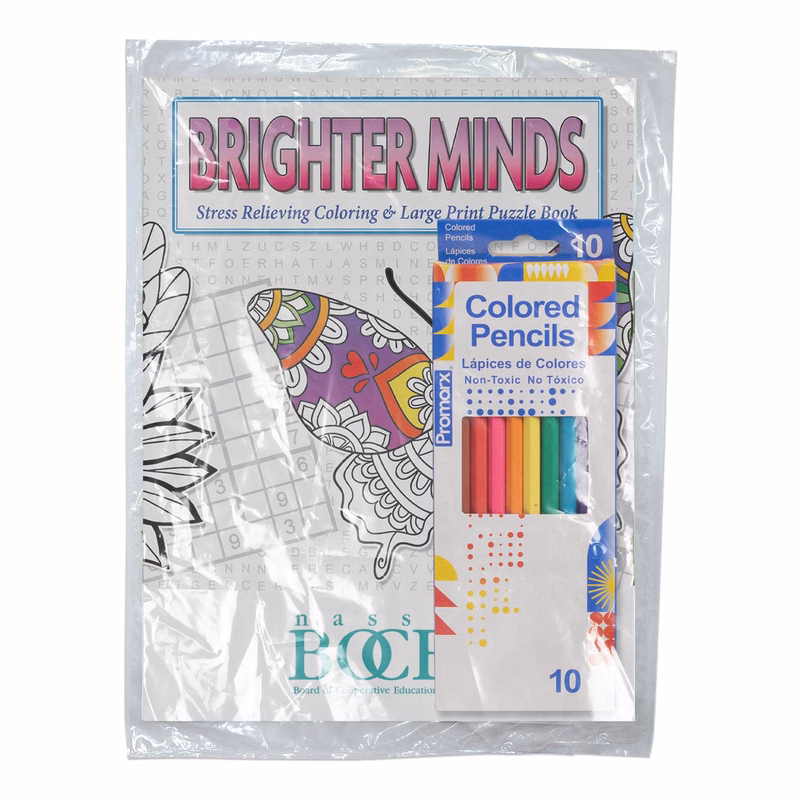 Brighter Minds Large Print /Stress Relieving Coloring Book Combo Fun Pack