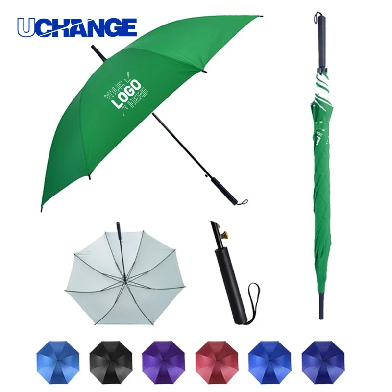 Multicolor Auto-Open Fiberglass Stick Umbrella with Straight Handle 1