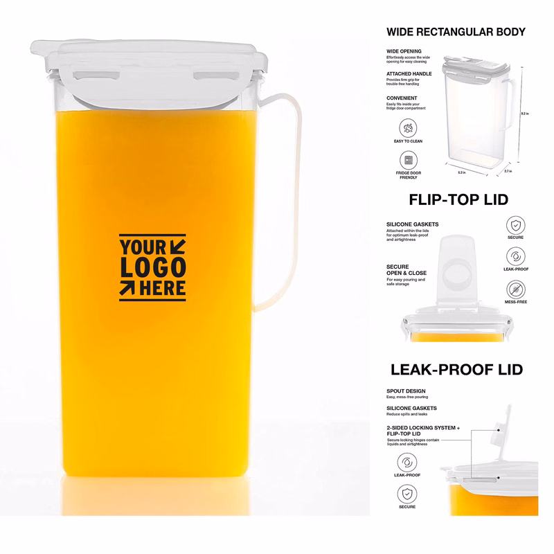 Aqua Fridge Door Water Jug with Handle BPA Free Plastic Fridge Jug
