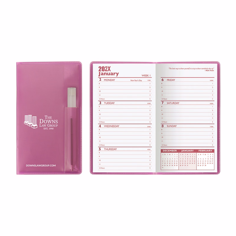 Translucent Vinyl Cover Weekly Planner with Flat Clear Pen