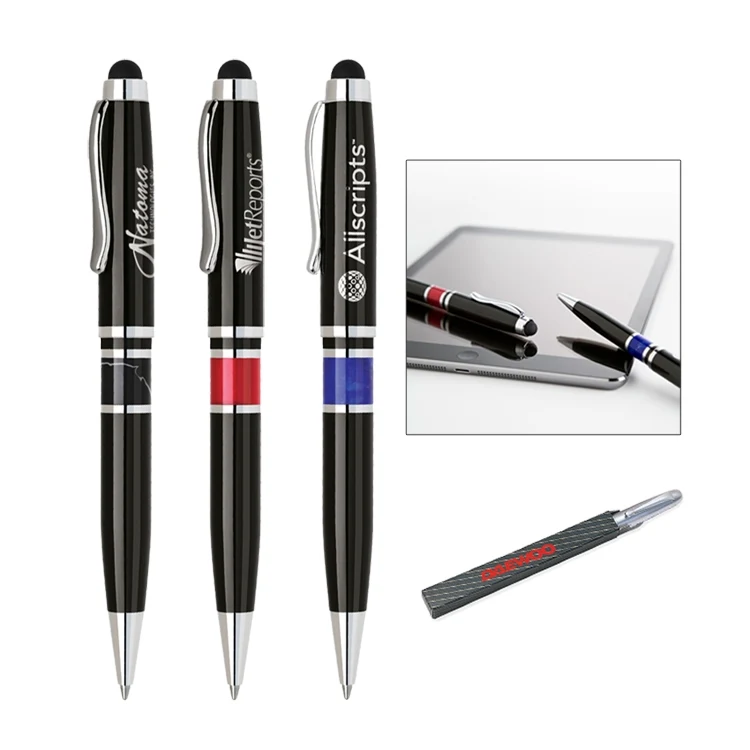 Lacquered Brass twist ballpoint pen with touchscreen stylus 1