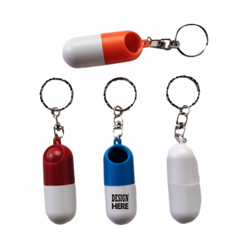 Creative Capsule Pill Holder Keychain Case