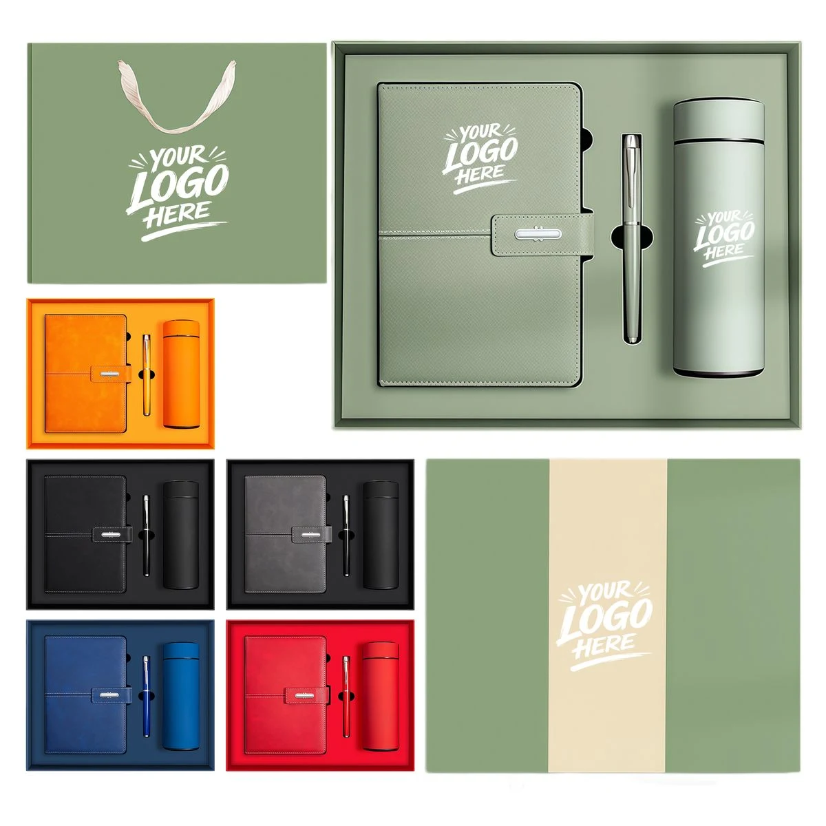 Leather A5 Journal Set Insulated Cup Pen Gift Box 1