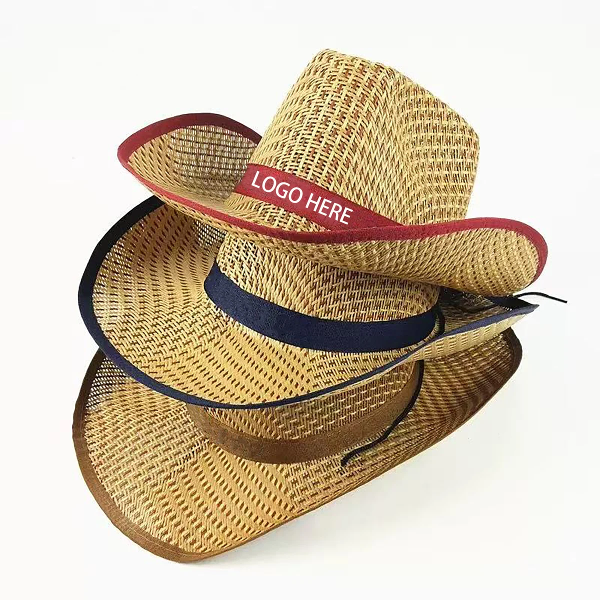 Straw Cowboy Hat with Hatband 1