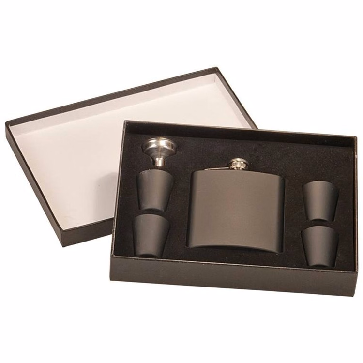 Matte Black Stainless Steel Flask Set