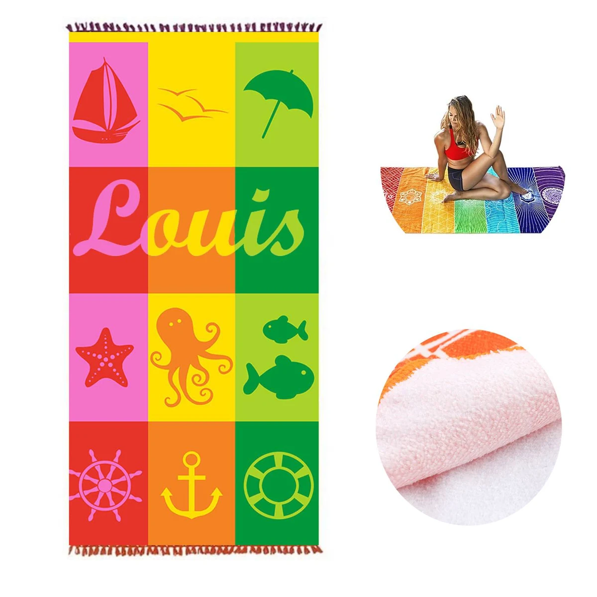 Ultra Fine Fiber Rainbow Beach Towel 1