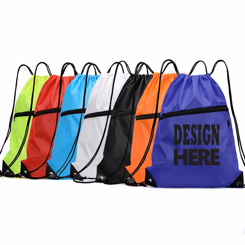 Zippered Oxford Drawstring Sports Backpack