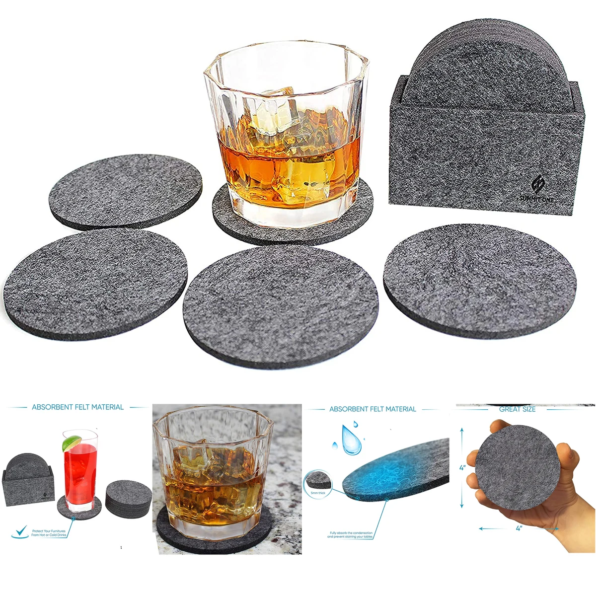5 Pack Premium Coasters Set 1