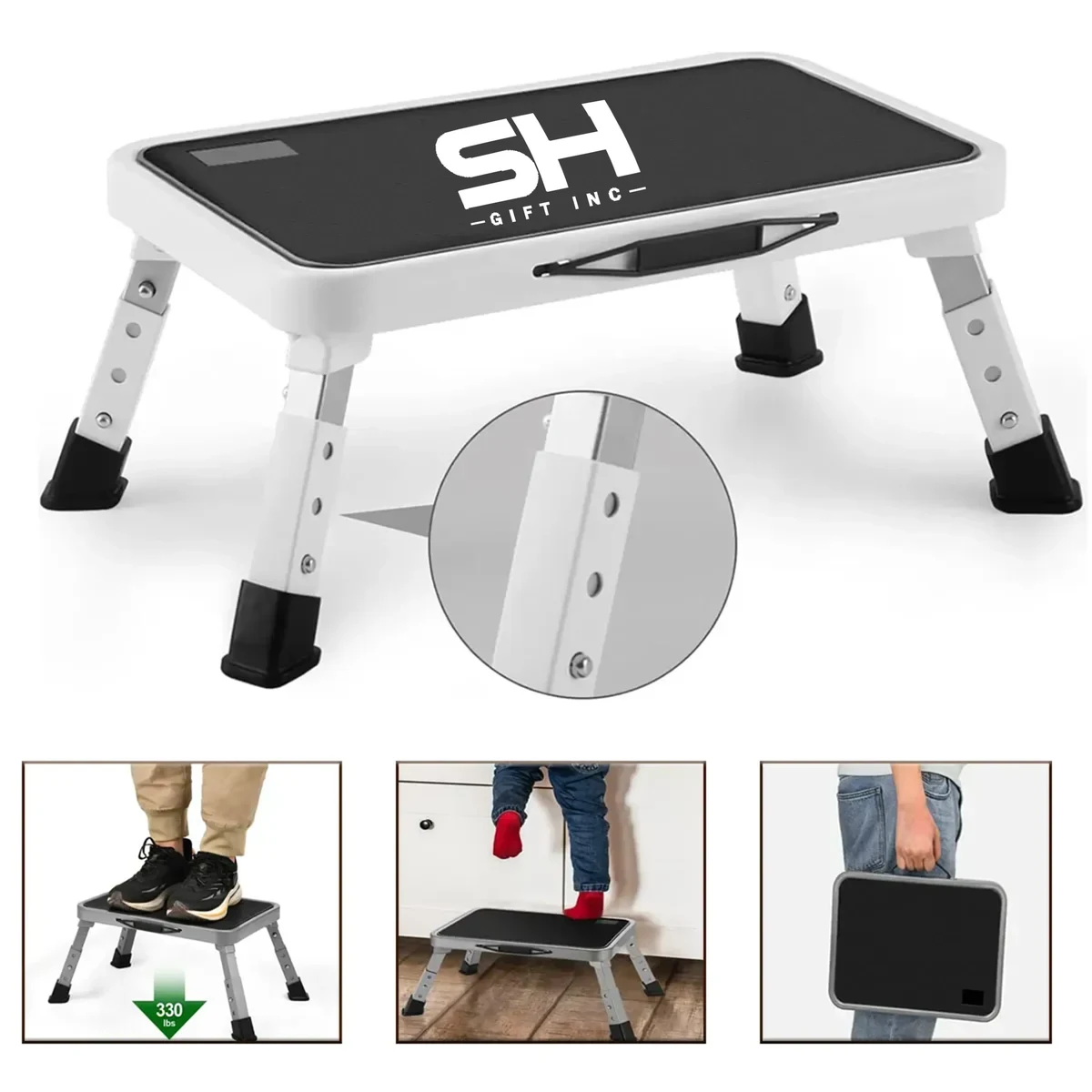 Folding Step Height Adjustable Stool with Non Slip Platform 1