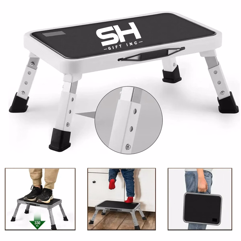 Folding Step Height Adjustable Stool with Non Slip Platform
