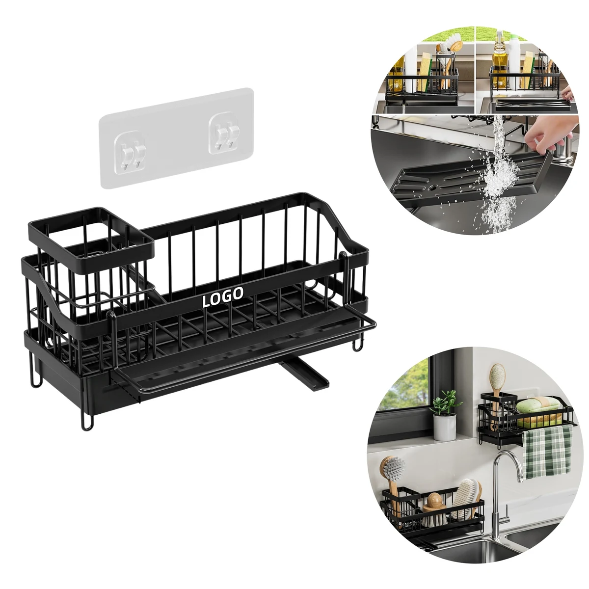 Kitchen sink box organizer with high brush holder 1