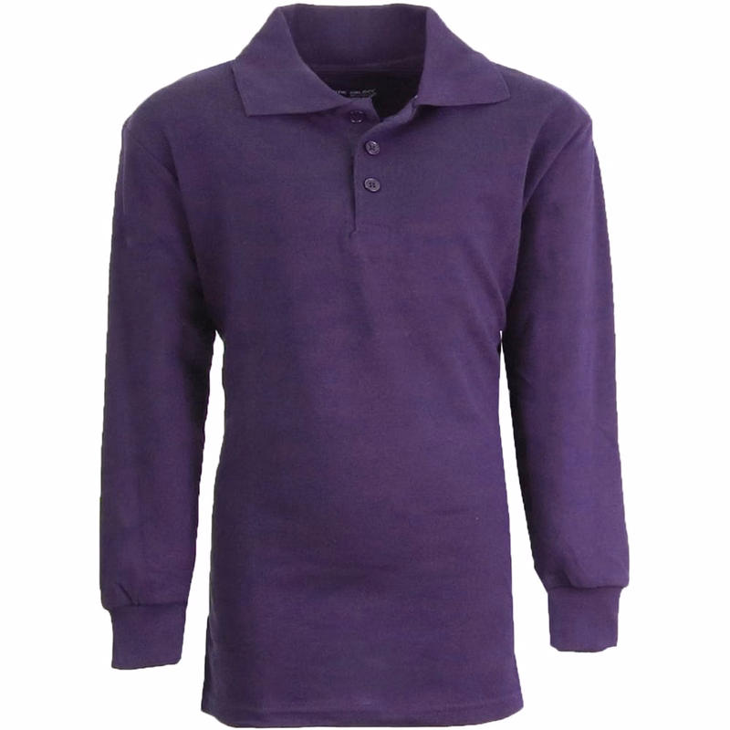 Boys' Uniform Polo Shirts - Sizes 16-20 Purple Long Sleeve