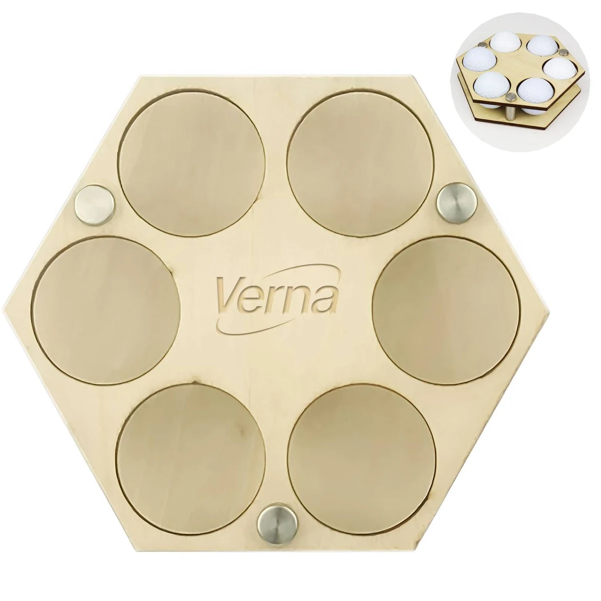 Wooden Hexagon Golf Ball Display Holder 1