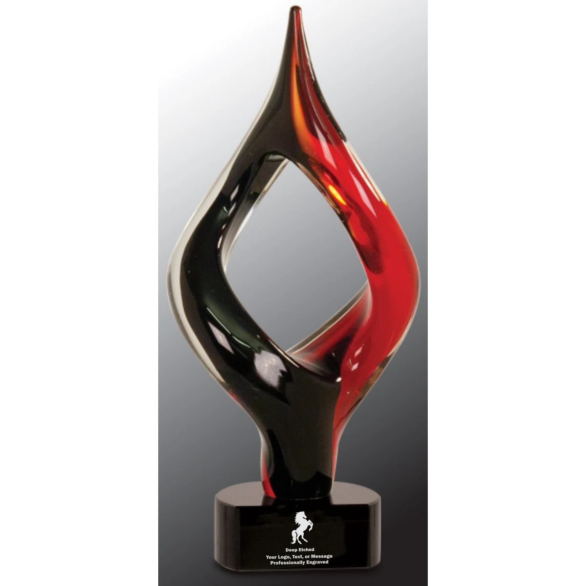 13 1/4" Red & Black Twist Art Glass Award 1