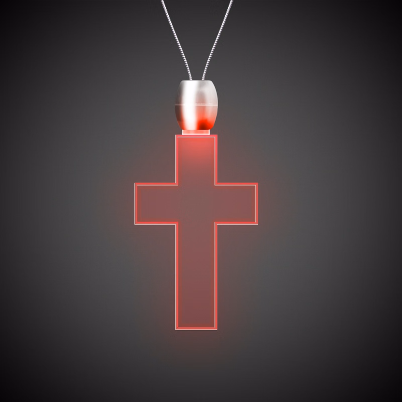 Cross Red Light-Up Acrylic Pendant Necklace