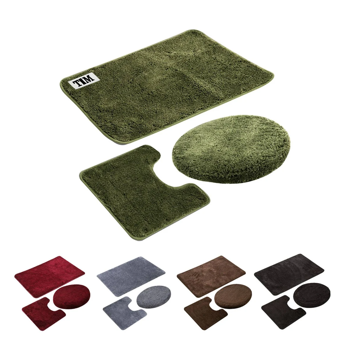 3 Piece Bathroom Rug Set Bath Mats 1