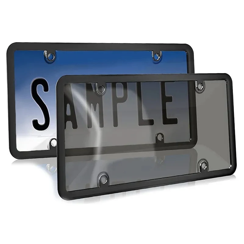 Unbreakable License Plate Tinted Covers Shields with Frame 1