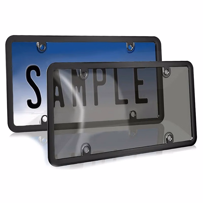 Unbreakable License Plate Tinted Covers Shields with Frame