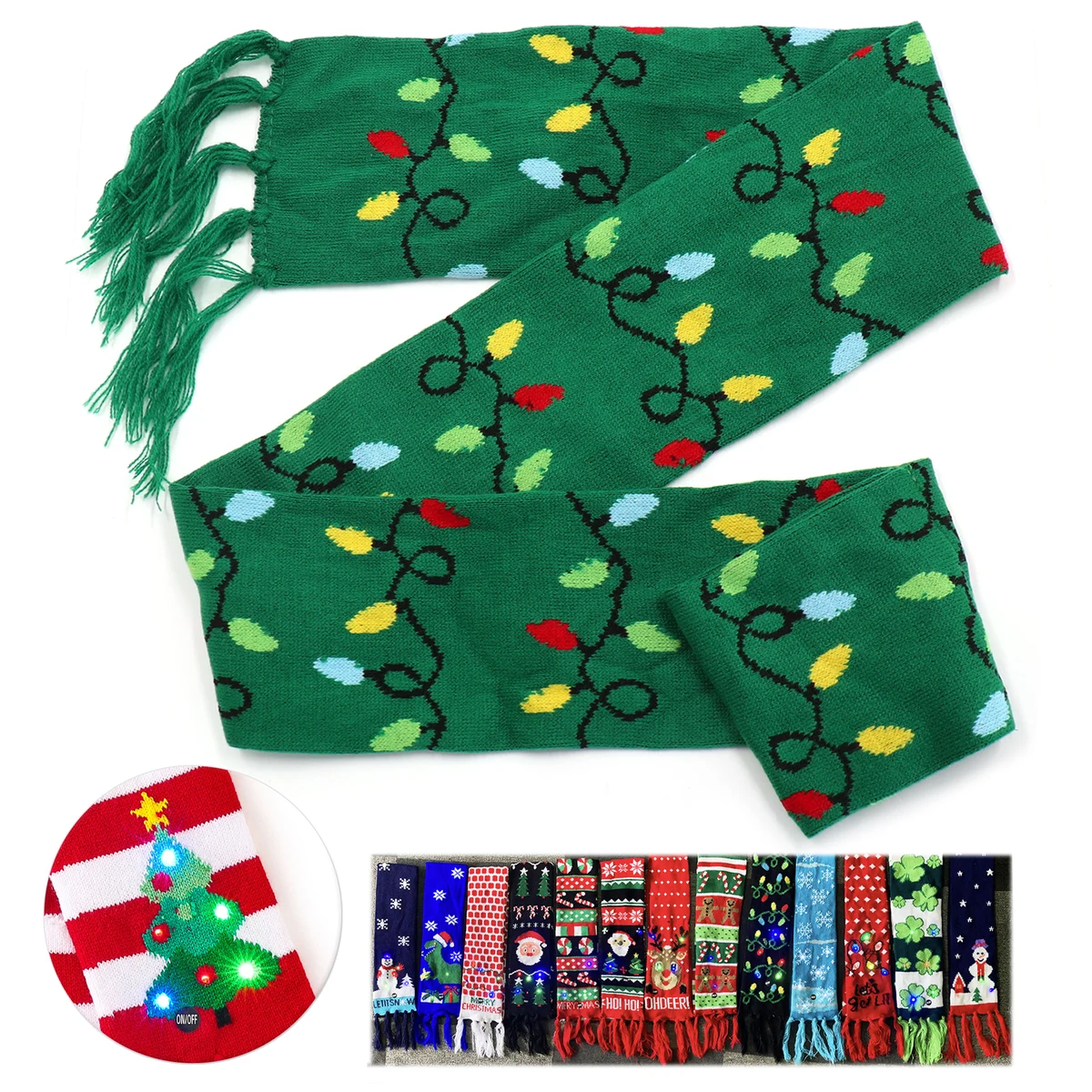 LED Lighted Scarf with Patterned Design 1