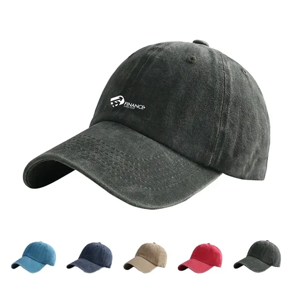 Custom Vintage Washed Distressed Cotton Baseball Cap — Unisex Adjustable Sports 1