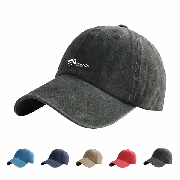Custom Vintage Washed Distressed Cotton Baseball Cap — Unisex Adjustable Sports