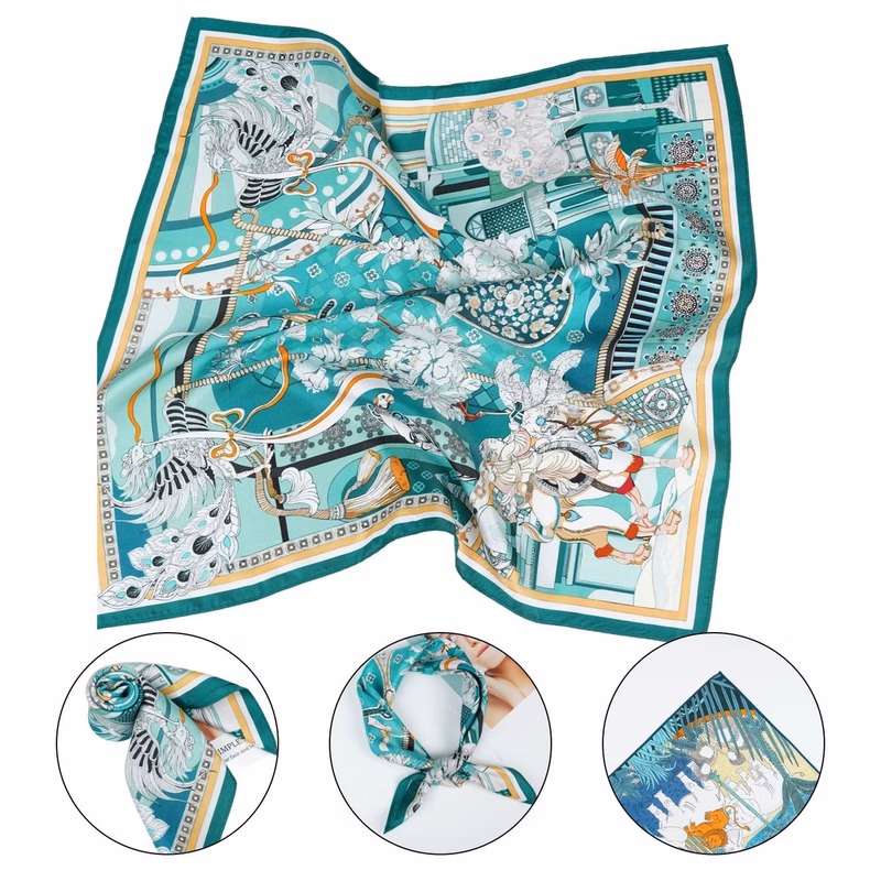 Pure Silk Bandana With Elegant Full Color Print
