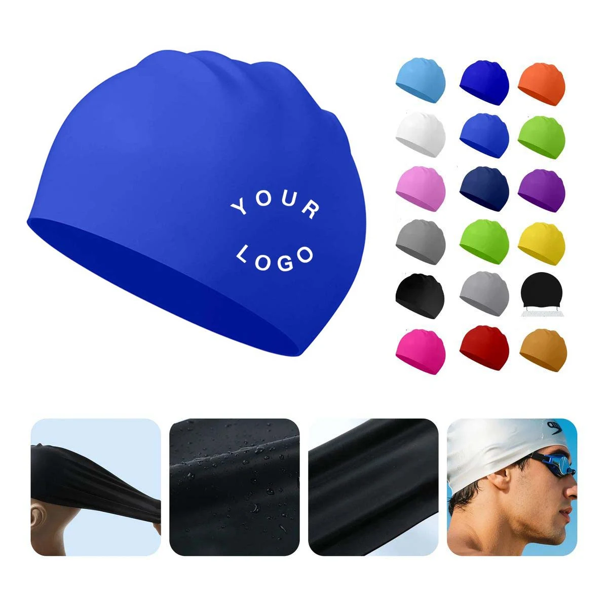 Protective Waterproof Silicone Swim Cap 1