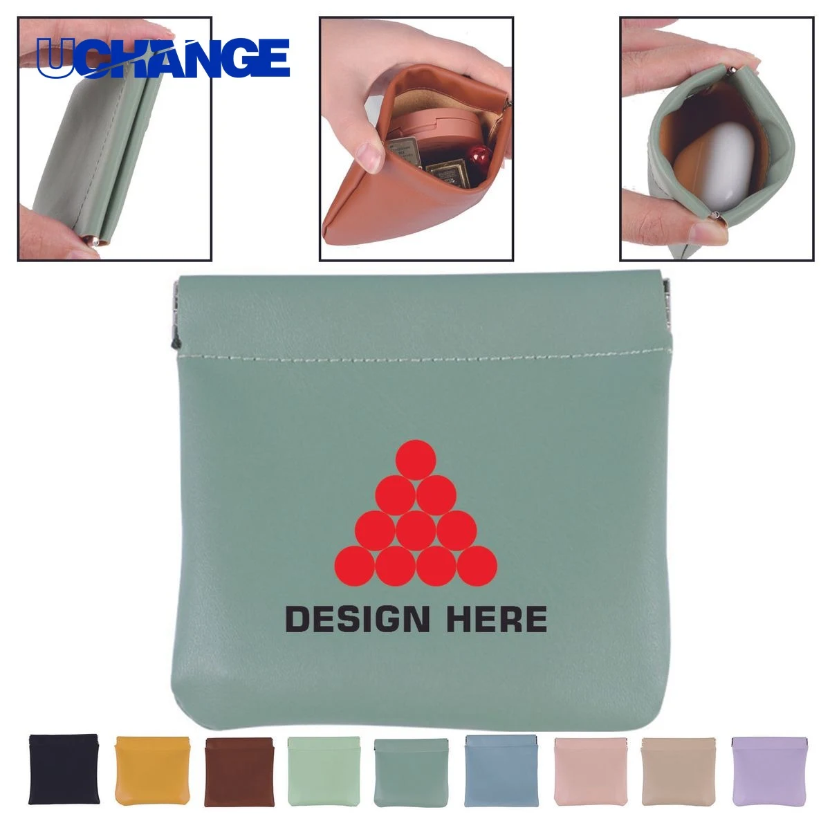 PU Leather Snap Closure Storage Pouch 1