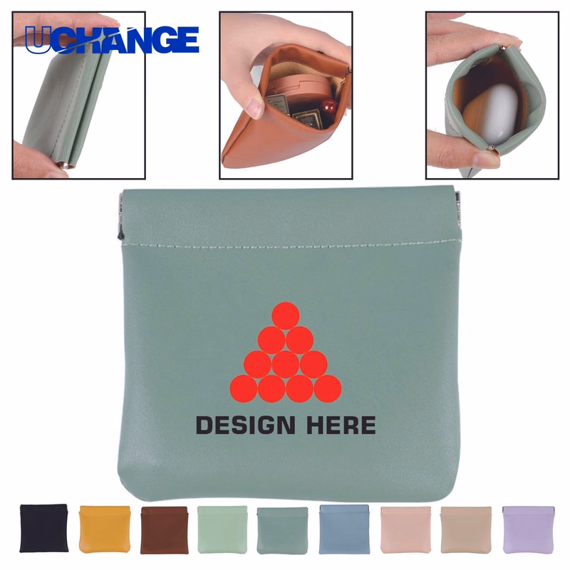 PU Leather Snap Closure Storage Pouch