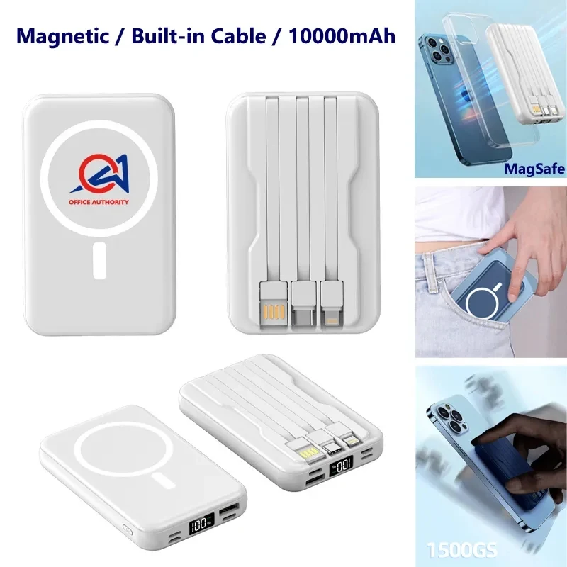 10000mAh Magnetic Power Bank w/ Cable & 15W Wireless Charger 1
