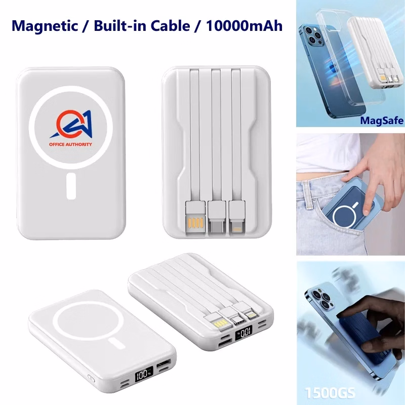 10000mAh Magnetic Power Bank w/ Cable & 15W Wireless Charger