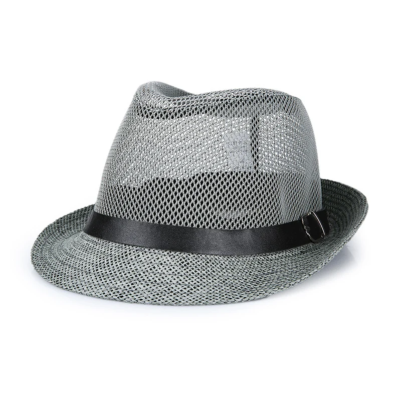 Jazz Straw Fedoras Summer Trilby Vintage Mesh Panama Sun Hat 1
