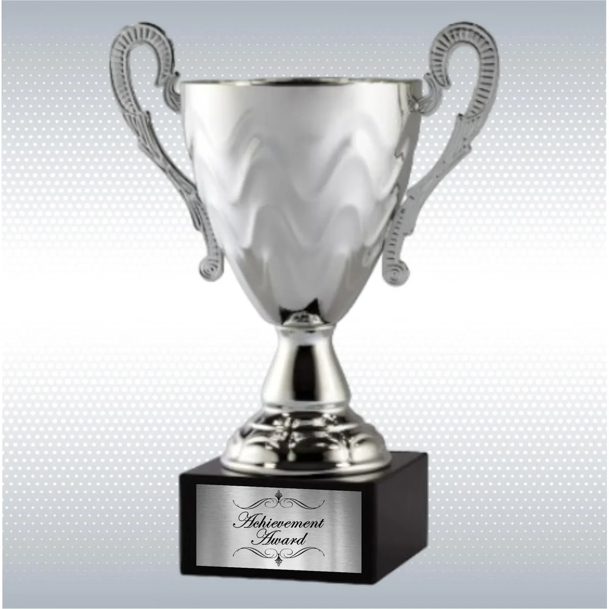 17.25" Silver Metal Cup On Genuine Black Marble Base 1