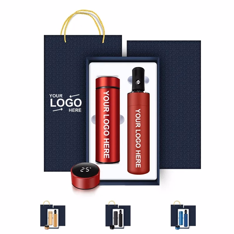 Stainless Steel Insulated Water Bottle Umbrella Gift Set