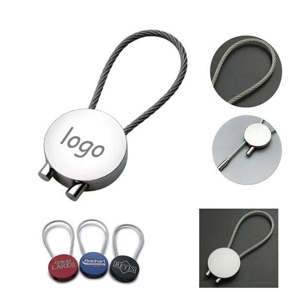 Custom 4.7 Inch Stainless Steel Wire Keychain with Locking Carabiner — EDC Essential 1