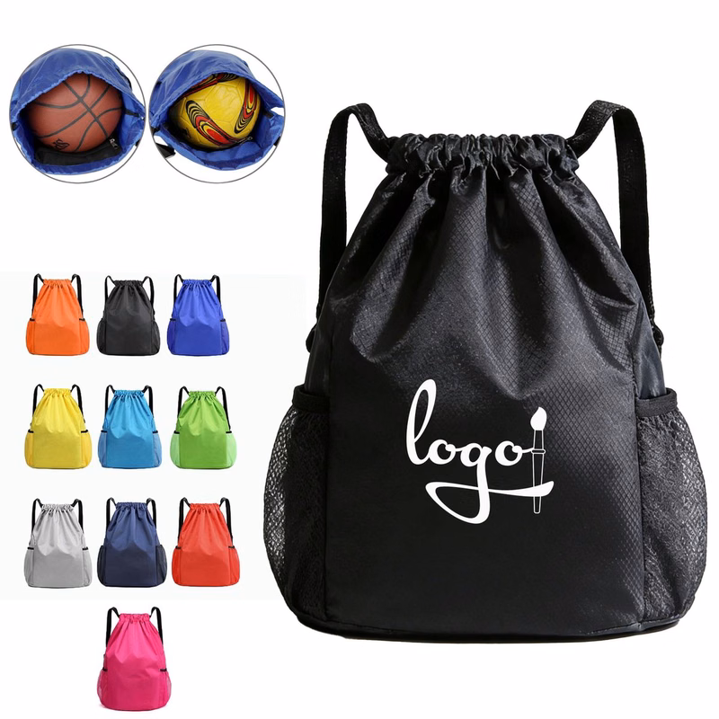 Waterproof Drawstring Backpack With 2 Side Pockets