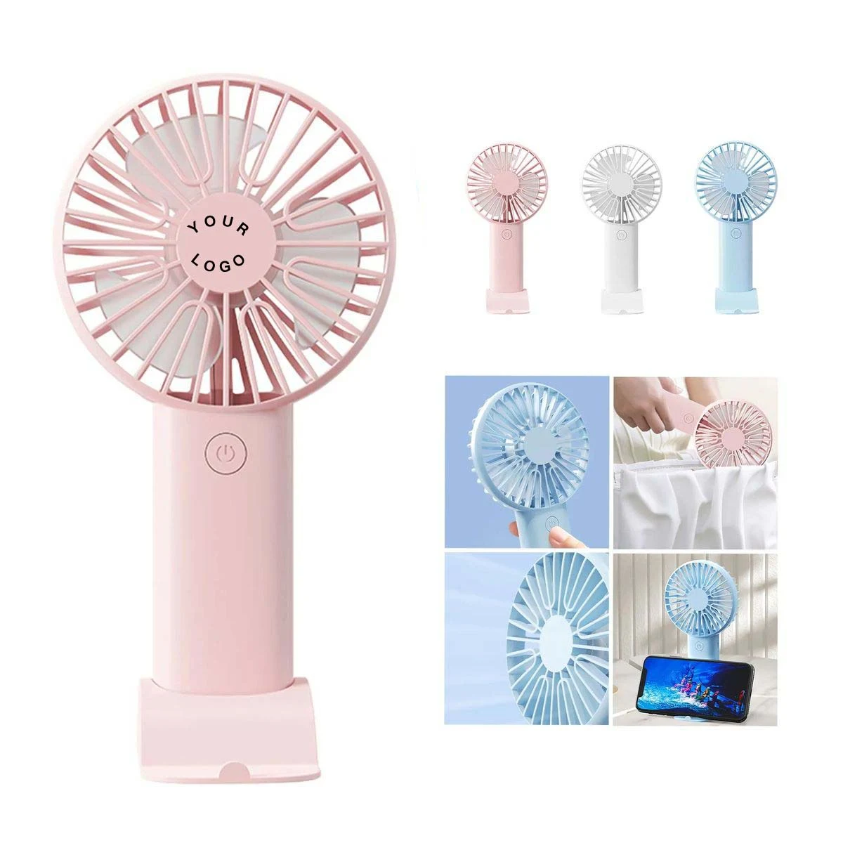 Rechargeable Fan with Phone Stand Base Compact Size 1