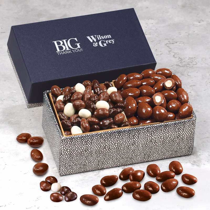 Chocolate Almonds & Triple Treat Cranberries in Navy & Silver Gift Box
