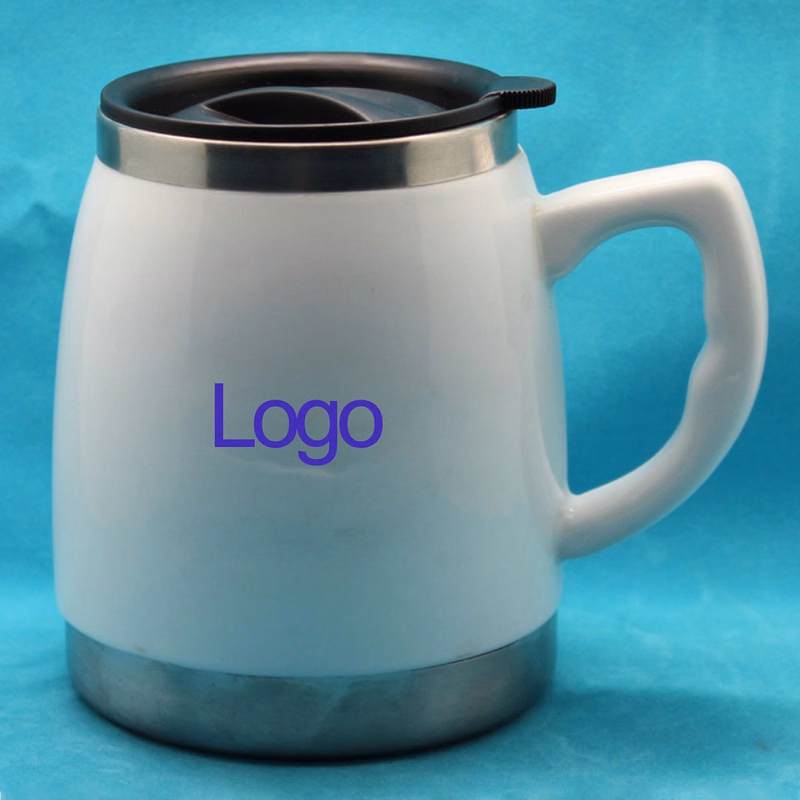 18 oz double layer ceramic coffee cup