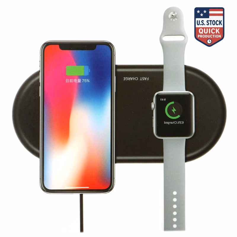 2-in-1 Wireless Charging Pad with Apple Watch® Dock – Compact & Sleek Design