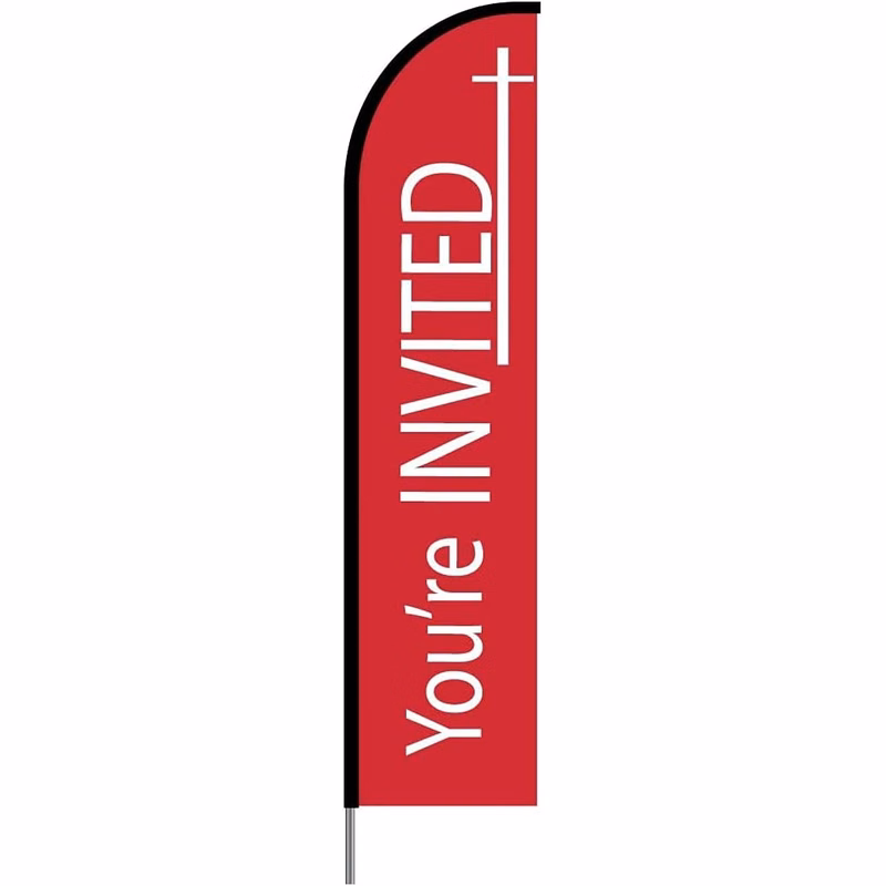 You're Invited Church Feather Flag Swooper Banner Pole Kit Outdoor Advertising Sign Display, 15ft