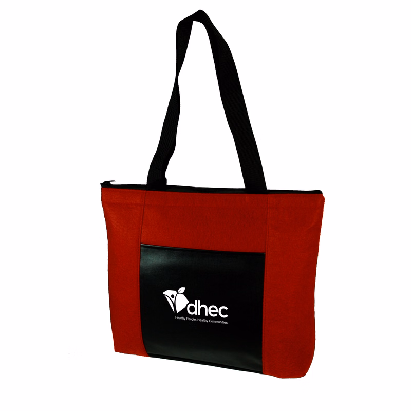 Velvet Zippered Tote With Front Pocket