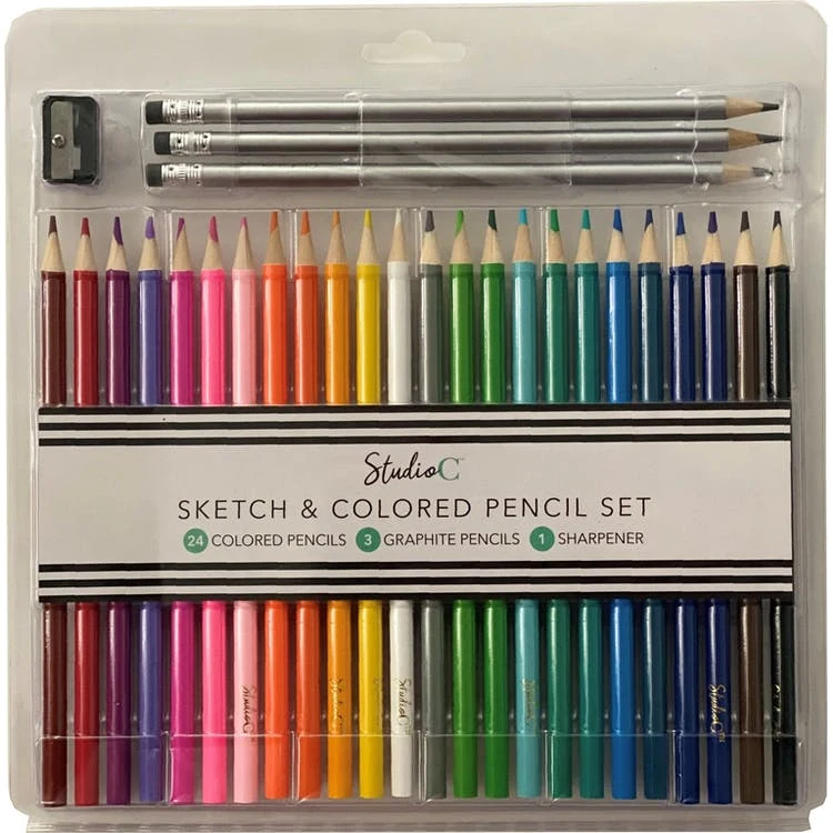 Sketch & Colored Pencil Sets - Sharpener Included 1