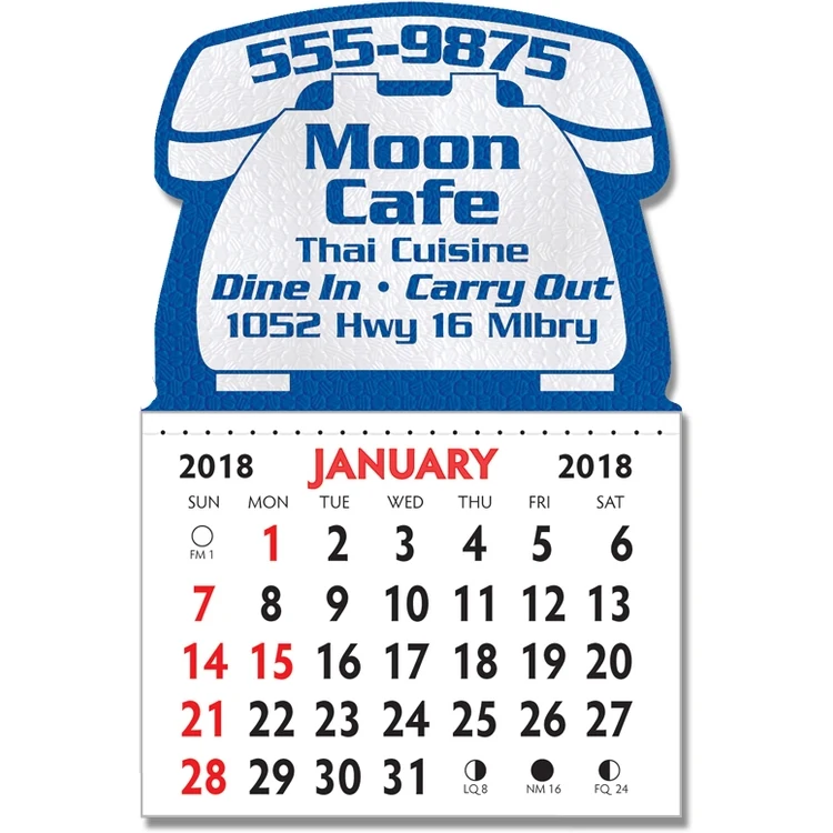 Designer Shaped Kwik-Stik 6 Mil Smooth Vinyl Calendar w/ Phone Top 1